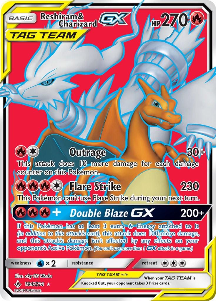 #194 Unbroken Bonds - Reshiram & Charizard GX (LP)