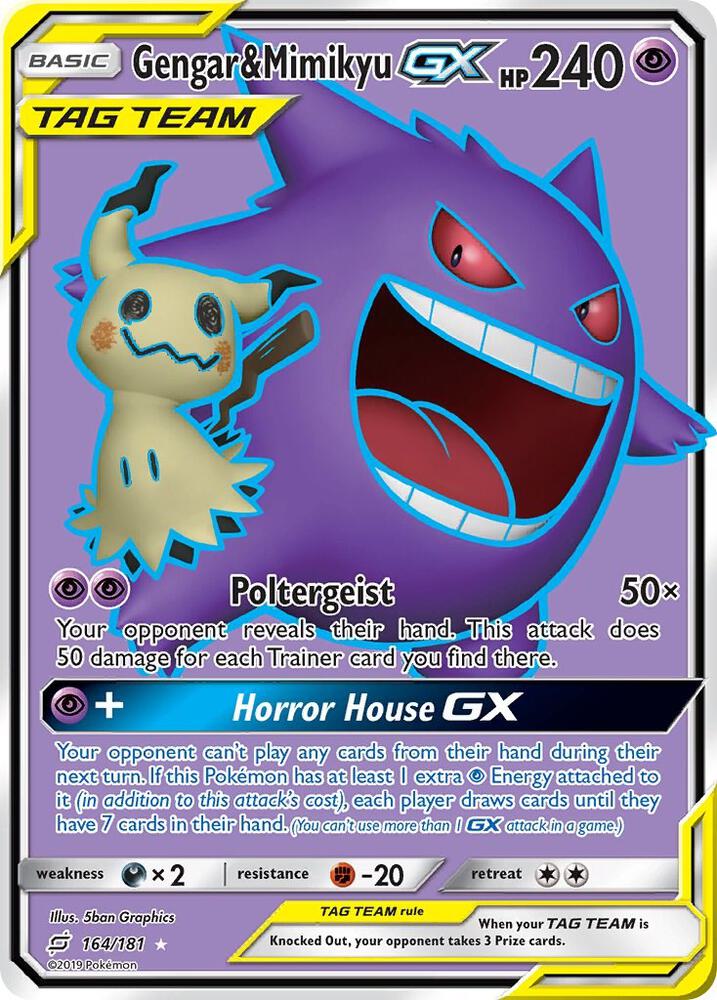 #164 Team Up - Gengar and Mimikyu GX (LP)