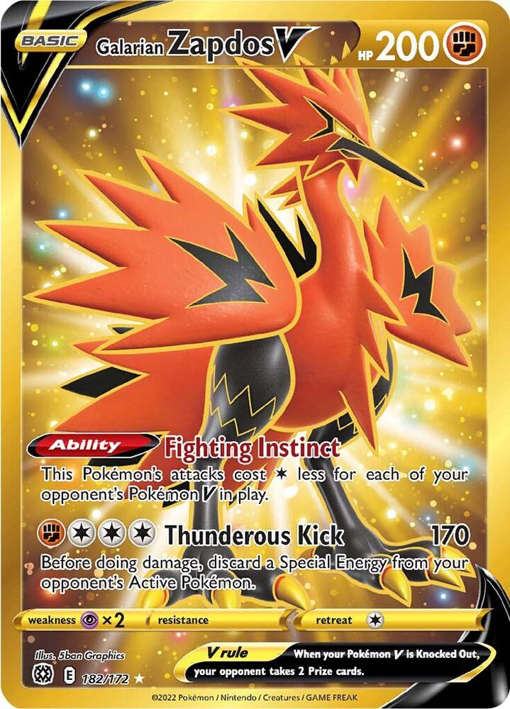 #182 Brilliant Stars - Galarian Zapdos V