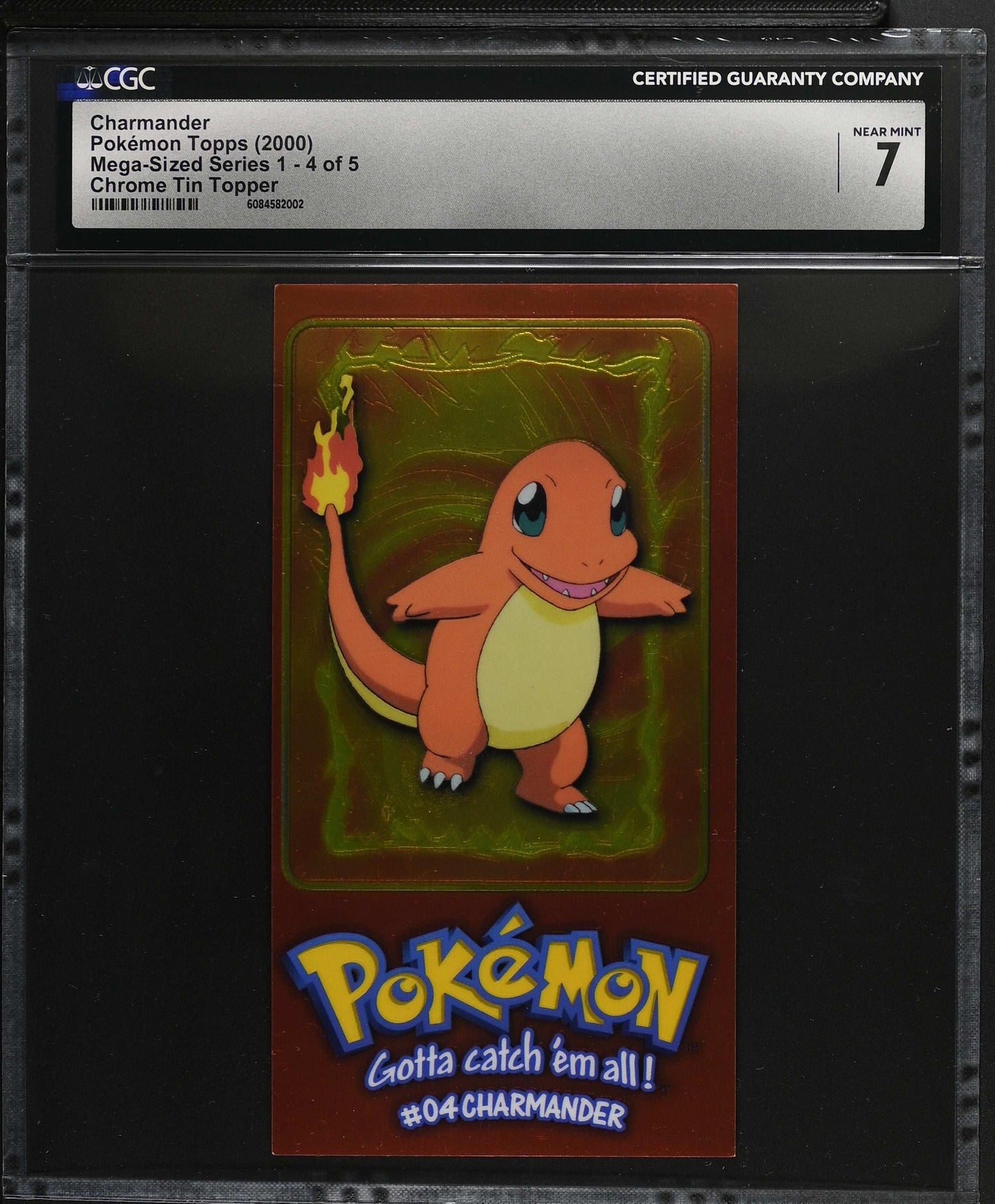 Charmander- Pokemon Topps (2000) Chrome Oversized Tin Topper #4 - CGC 7