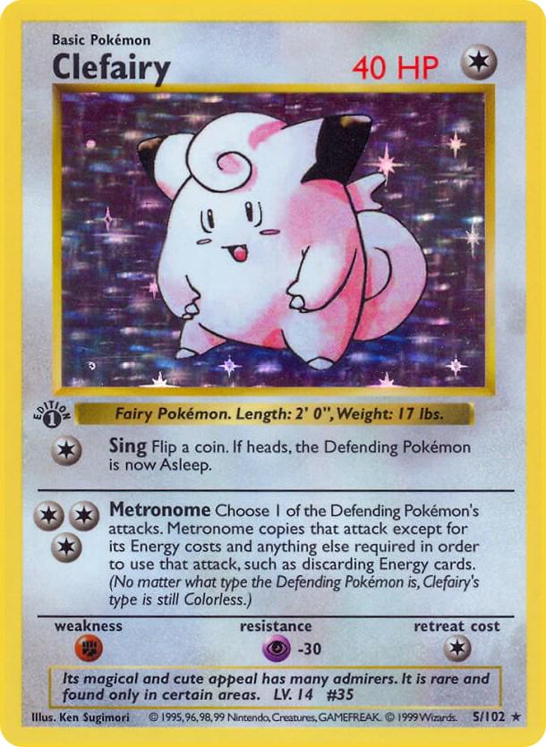 #5 1st Edition Pokemon Base Set- Clefairy Holo(MP)