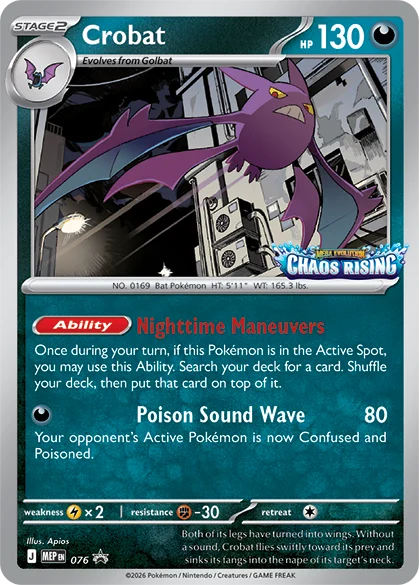 #76 Mega Evolution Promos- Crobat Mega Evolution Chaos Rising Stamped(sealed)