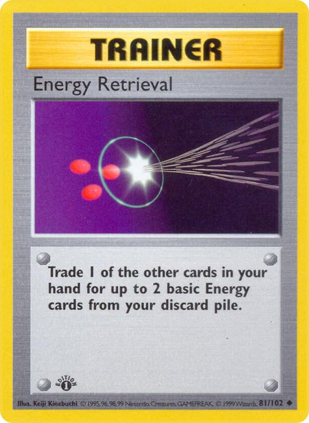#81 1st Edition Pokemon Base Set-Energy Retrieval non-holo(MP)