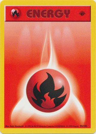 #98 1st Edition Base Set- Fire Energy (MP)