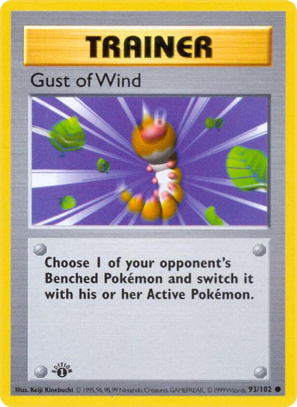 #93 1st Edition Pokemon Base Set-Gust of Wind non-holo(MP)