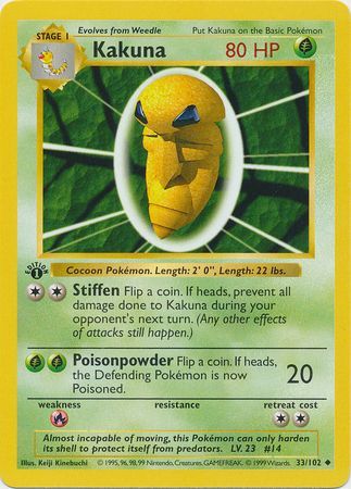 #33 1st Edition Base Set - Kakuna(MP)