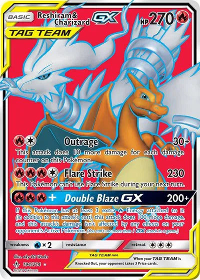 #194 Unbroken Bonds- Reshiram & Charizard GX