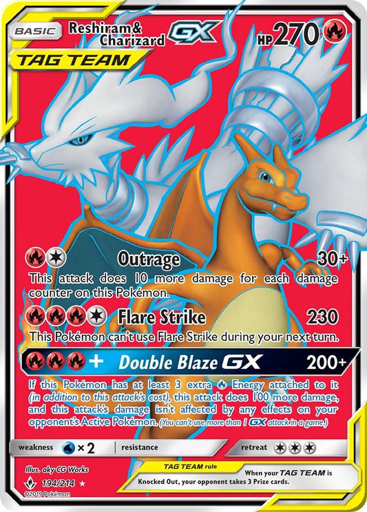 #194 Unbroken Bonds - Reshiram & Charizard GX (LP)