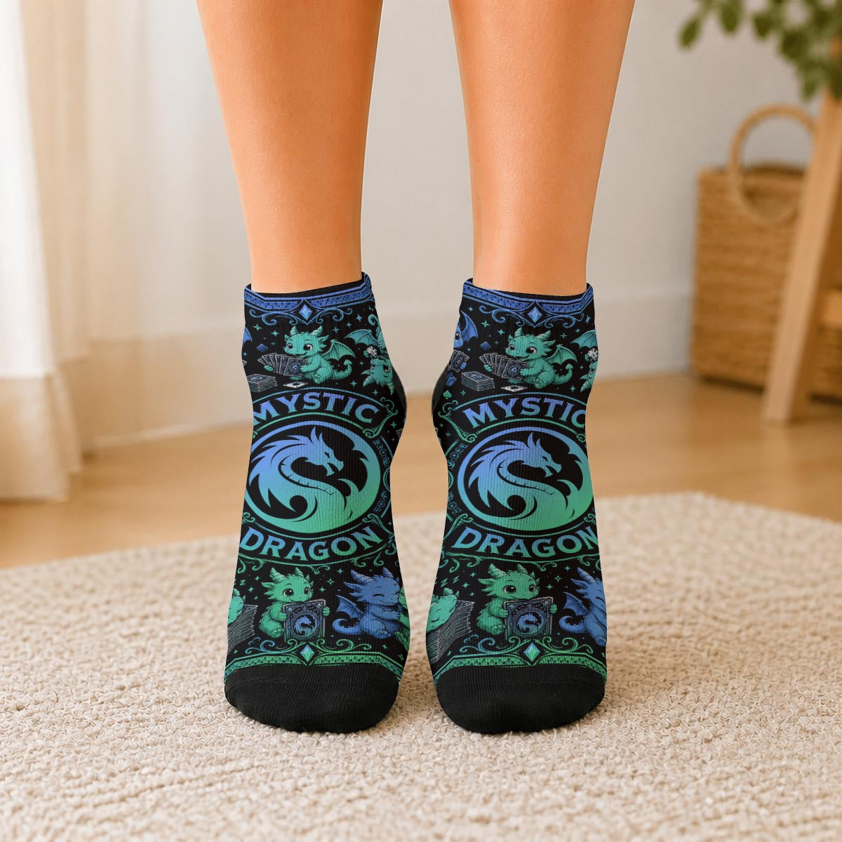 Mystic Dragon Little Dragons All-Over Print Unisex Color-Block Athletic Socks