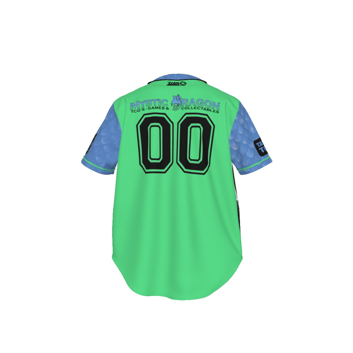 Mystic Dragon - Beyblade X - All-Over Print Men's Short Sleeve Baseball Jersey - Blue on Green