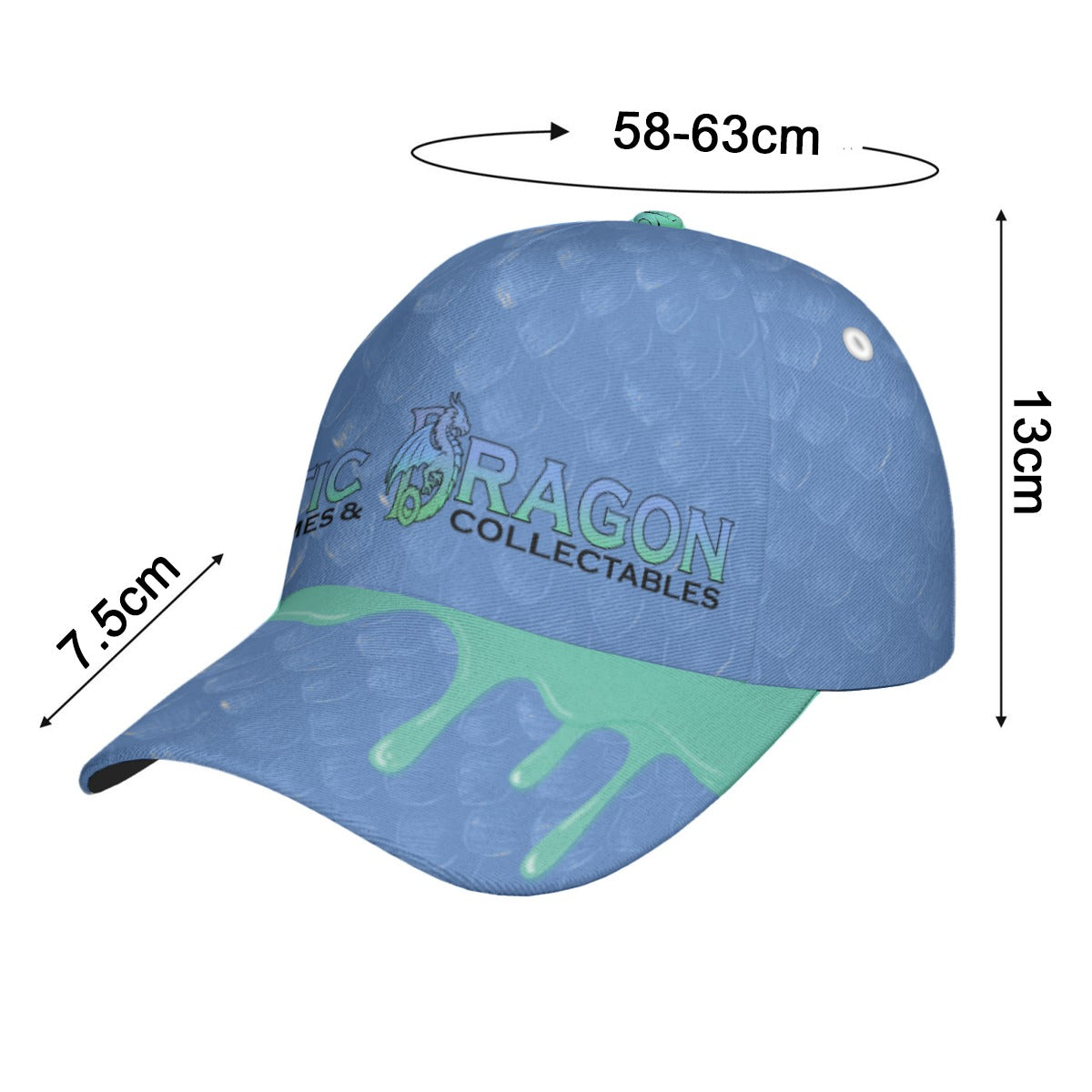 Mystic Dragon - All-Over Print Peaked Cap - Blue Scale