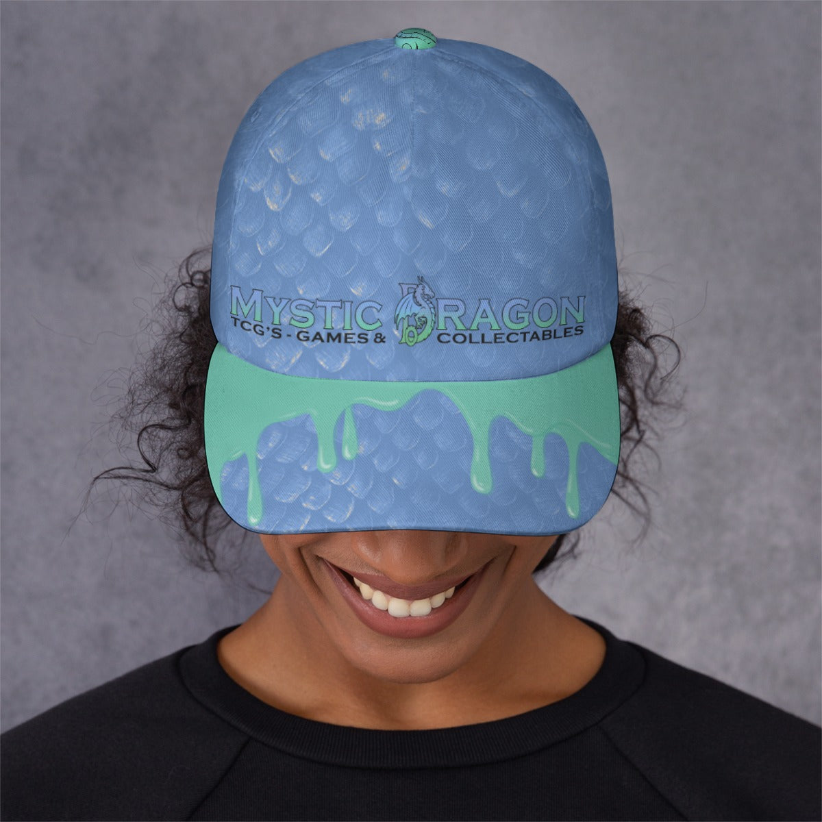 Mystic Dragon - All-Over Print Peaked Cap - Blue Scale