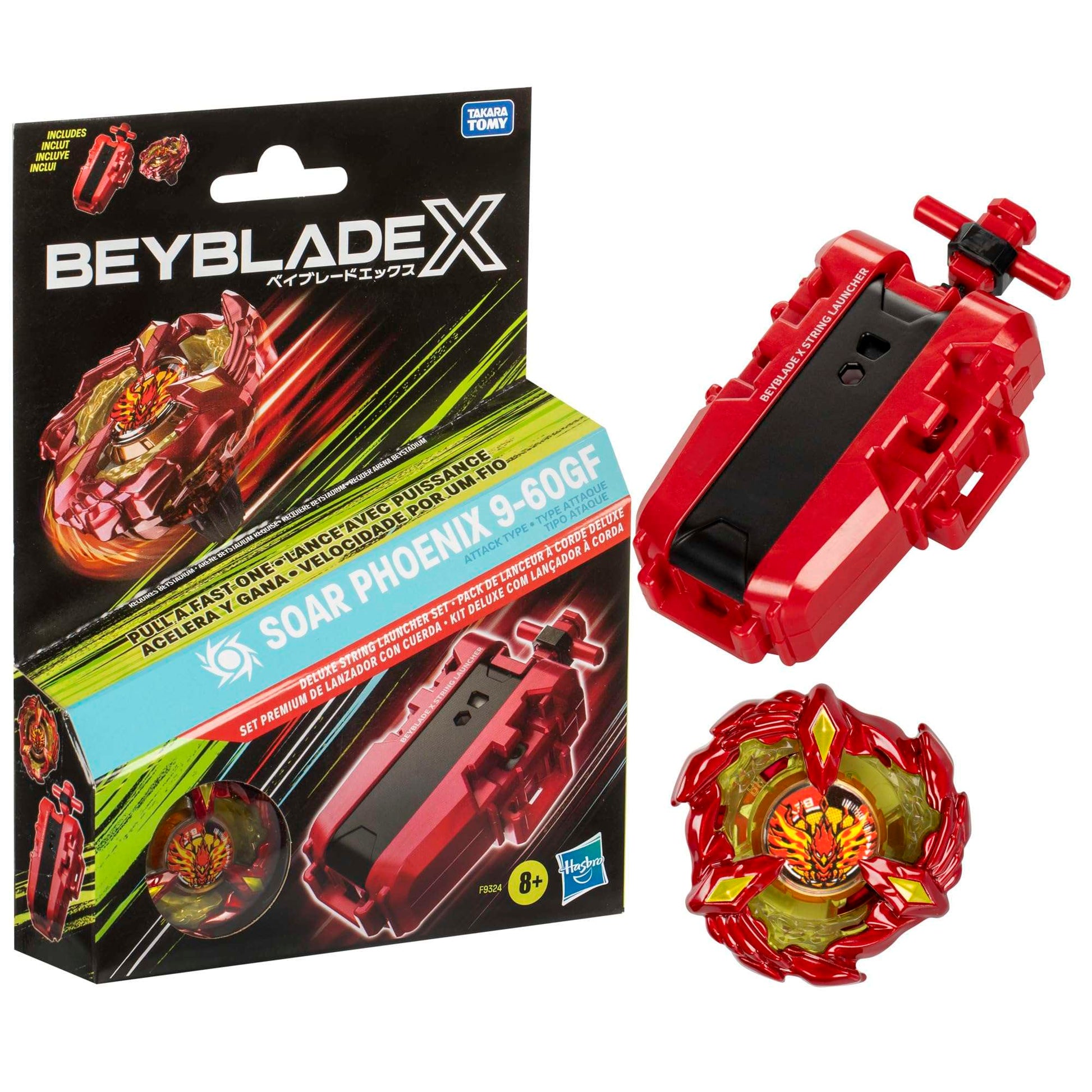 Beyblade X  Soar Phoenix 9-60GF Deluxe String Launcher Set
