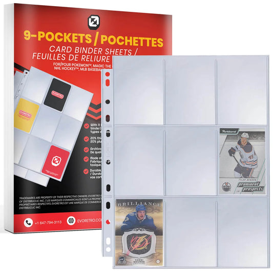 Evoretro 9 pocket Clear Binder Sleeves (40 Pack)