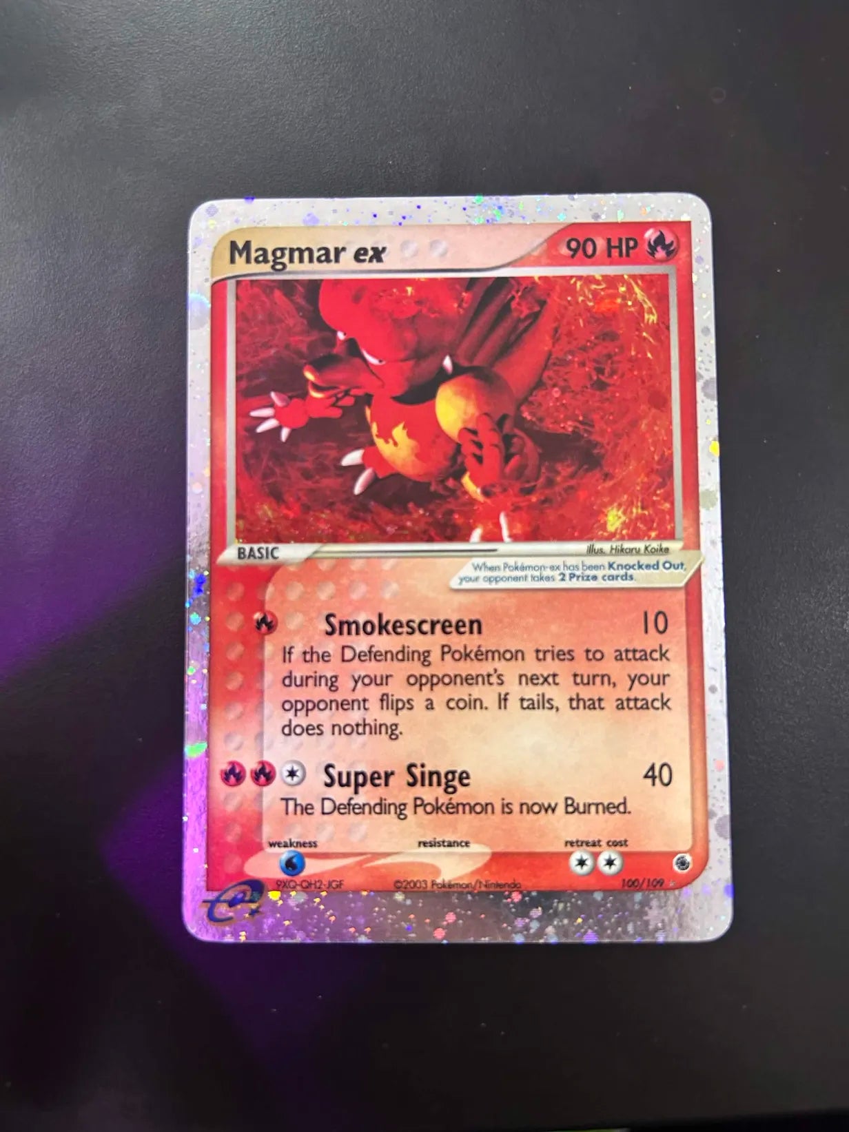 #100 Ruby & Sapphire- Magmar EX (MP)