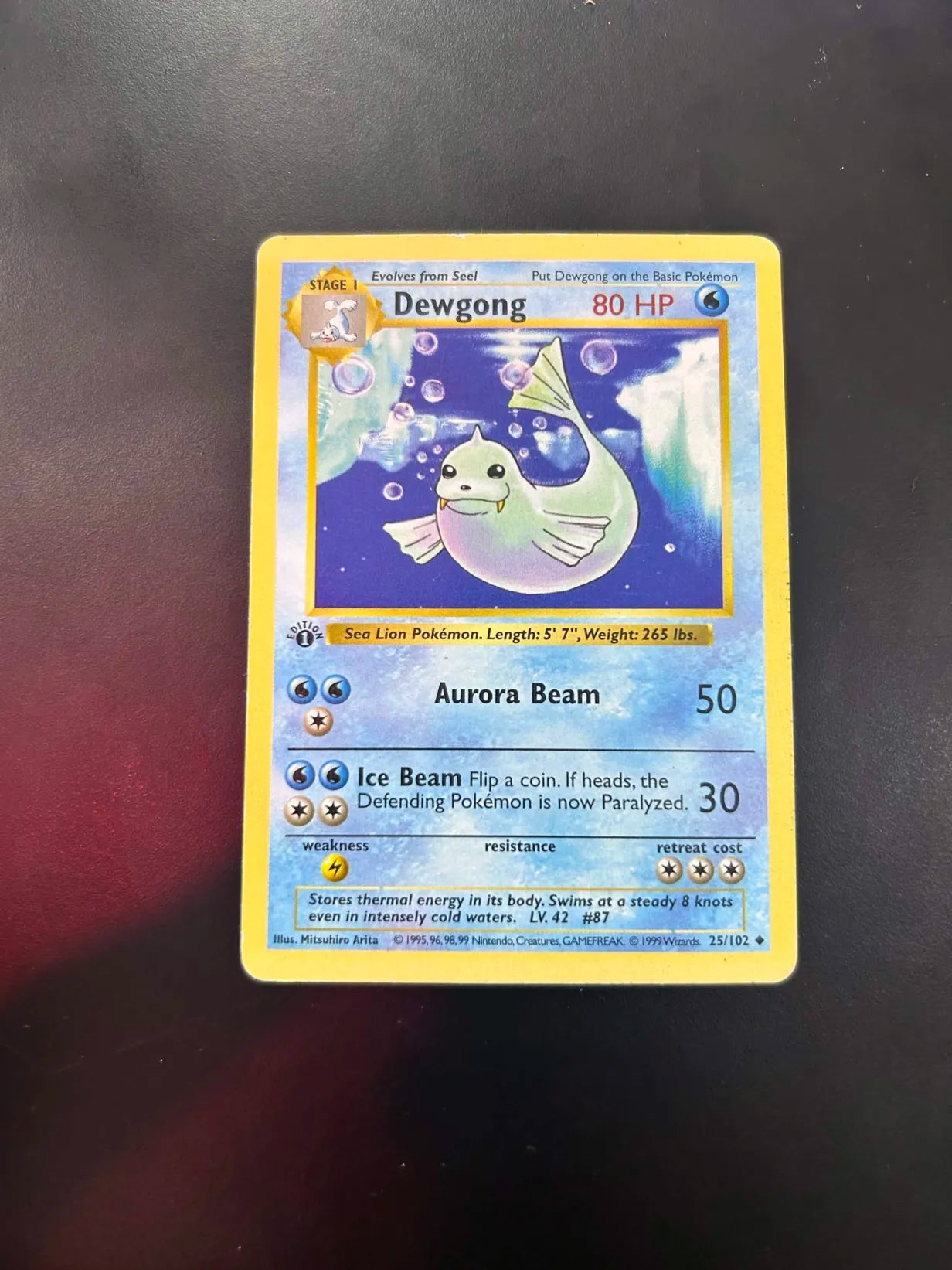 #25 1st Edition Pokemon Base Set- Dewgong Non-holo(DMG)