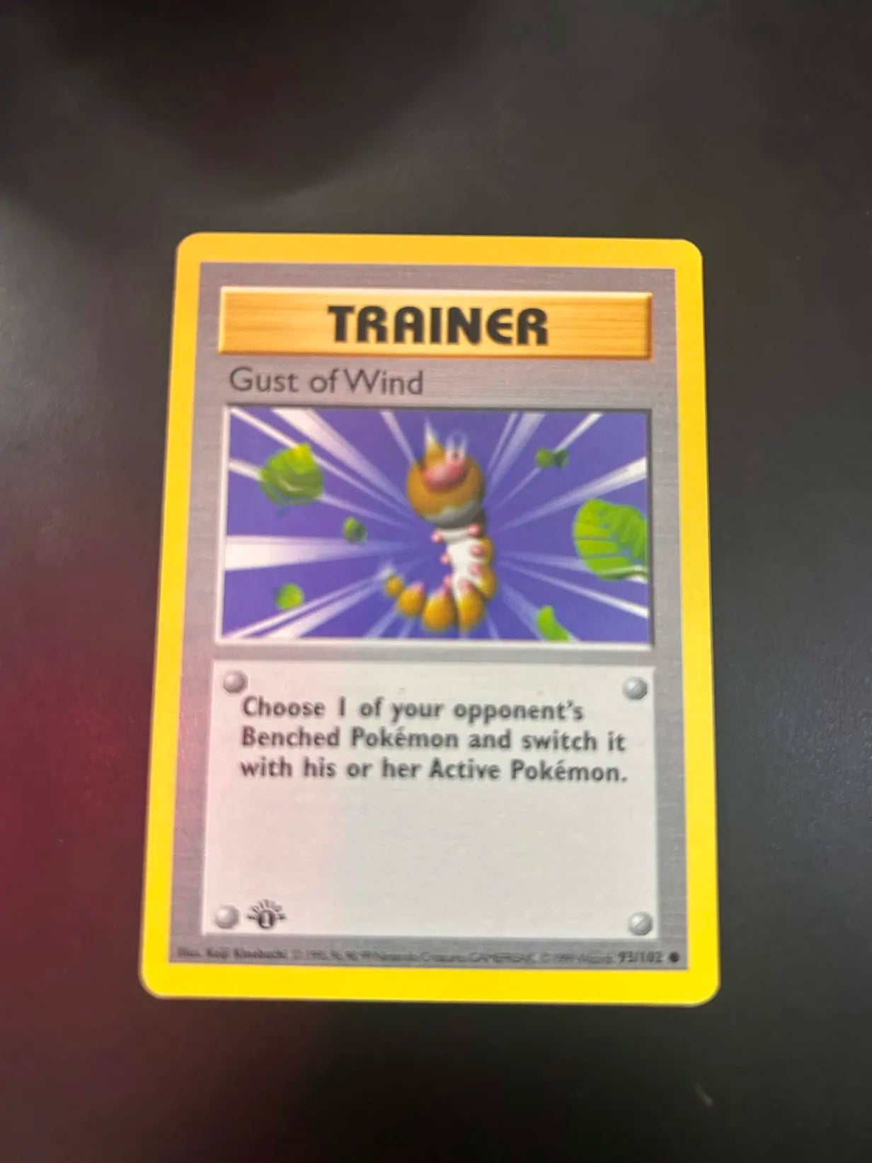 #93 1st Edition Pokemon Base Set-Gust of Wind non-holo(MP)