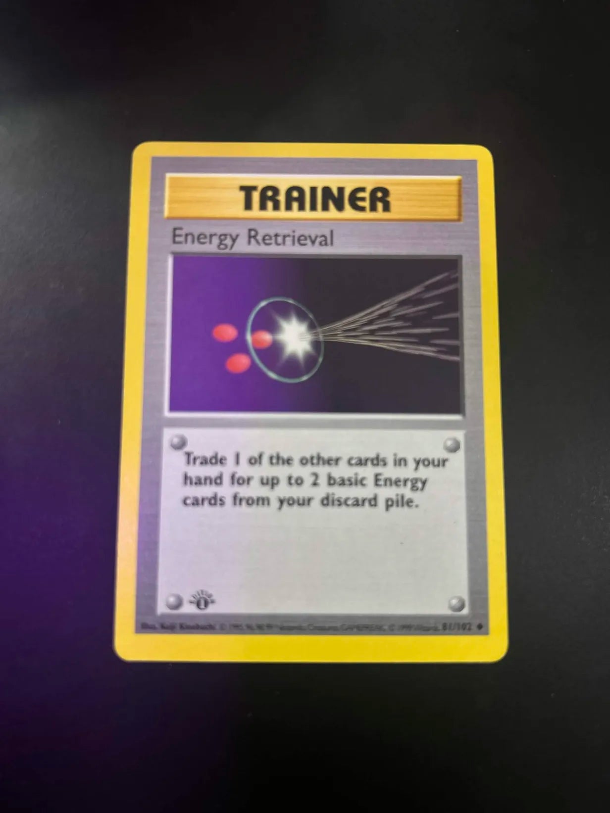 #81 1st Edition Pokemon Base Set-Energy Retrieval non-holo(MP)