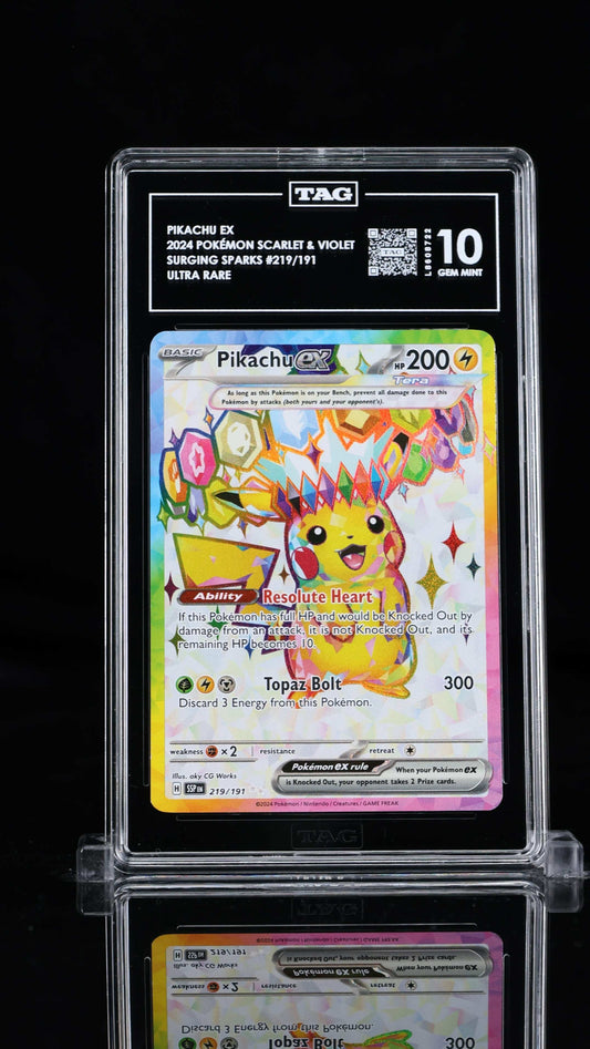 Pikachu Ex- #219  Surging Sparks- TAG 10