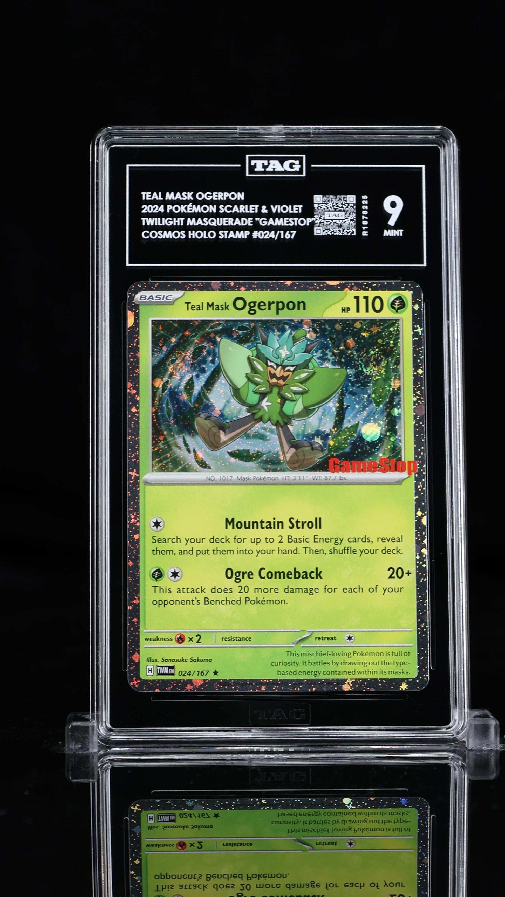 Teal Mask Ogerpon- #24 Twilight Masquerade Game Stop Stamped- TAG 9