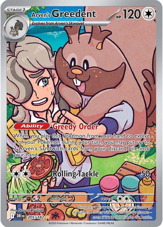 #205 Destined Rivals- Arven's Greedent