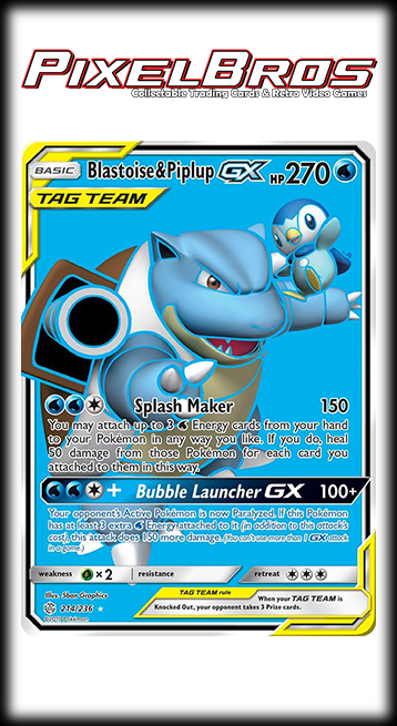 #214 Sun & Moon: Cosmic Eclipse- Blastoise & Piplup GX