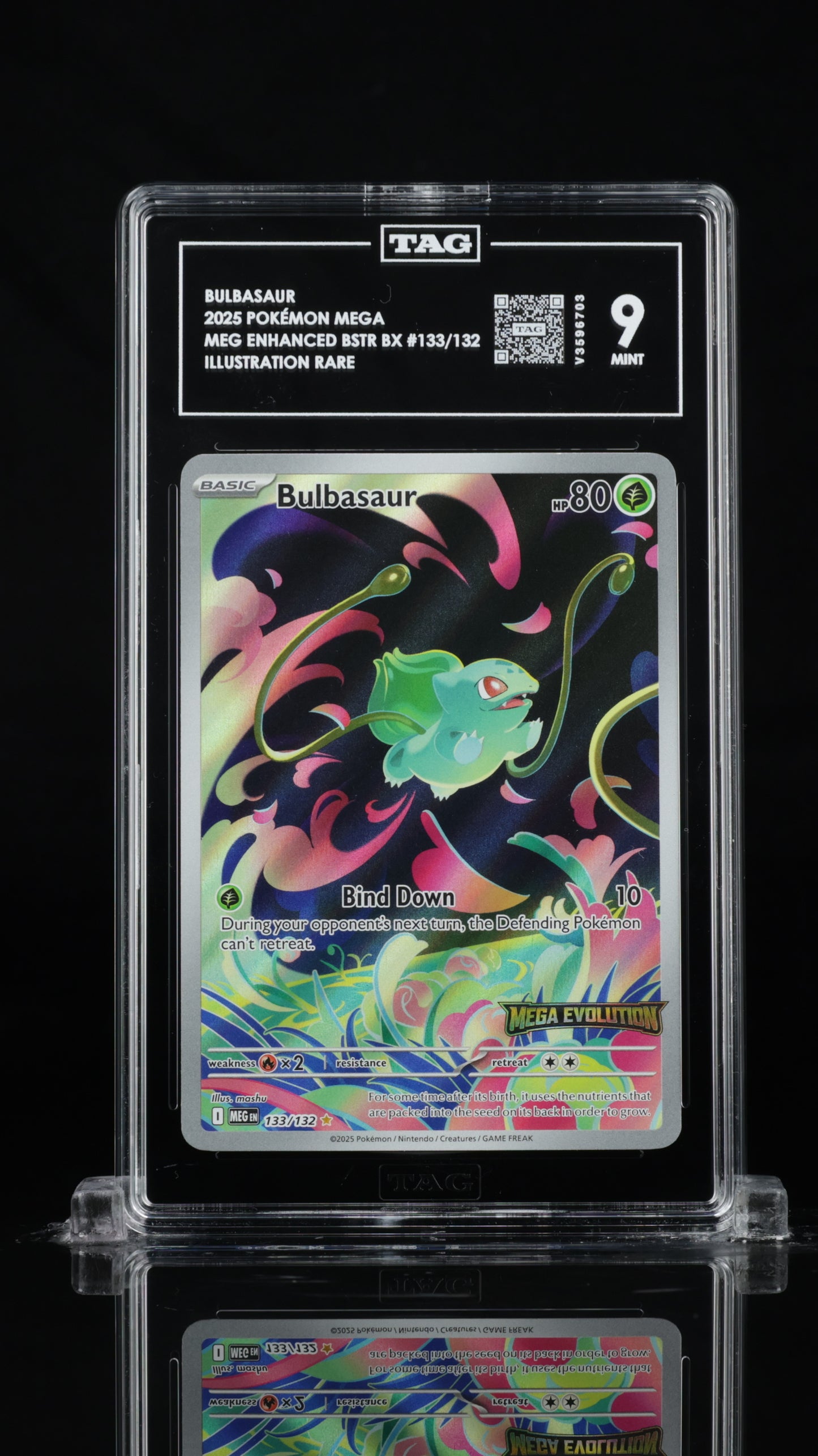 Bulbasaur- #133 Mega Evolutions Stamped- TAG 9