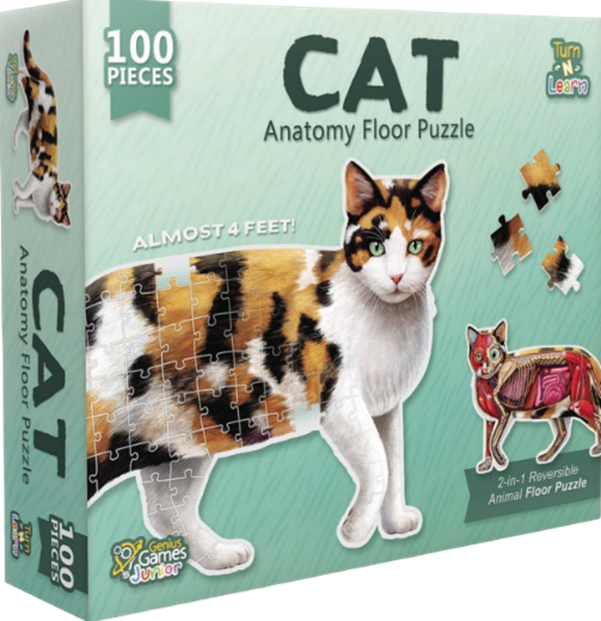 Turn N Learn Anatomy 100 Piece Cat Floor Puzzle Double Sided