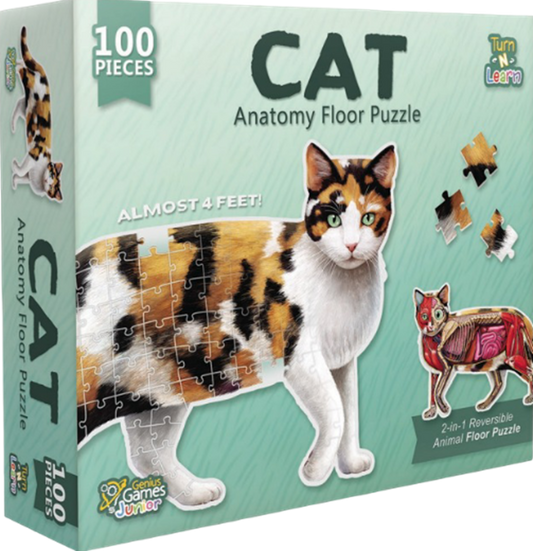 Turn N Learn Anatomy 100 Piece Cat Floor Puzzle Double Sided