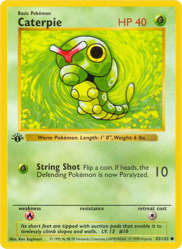 #45 Base Set 1st Edition- Caterpie (LP)