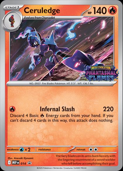 #14 Mega Evolutions Promo- Ceruledge (Phantasmal Flames Stamped) (Sealed)