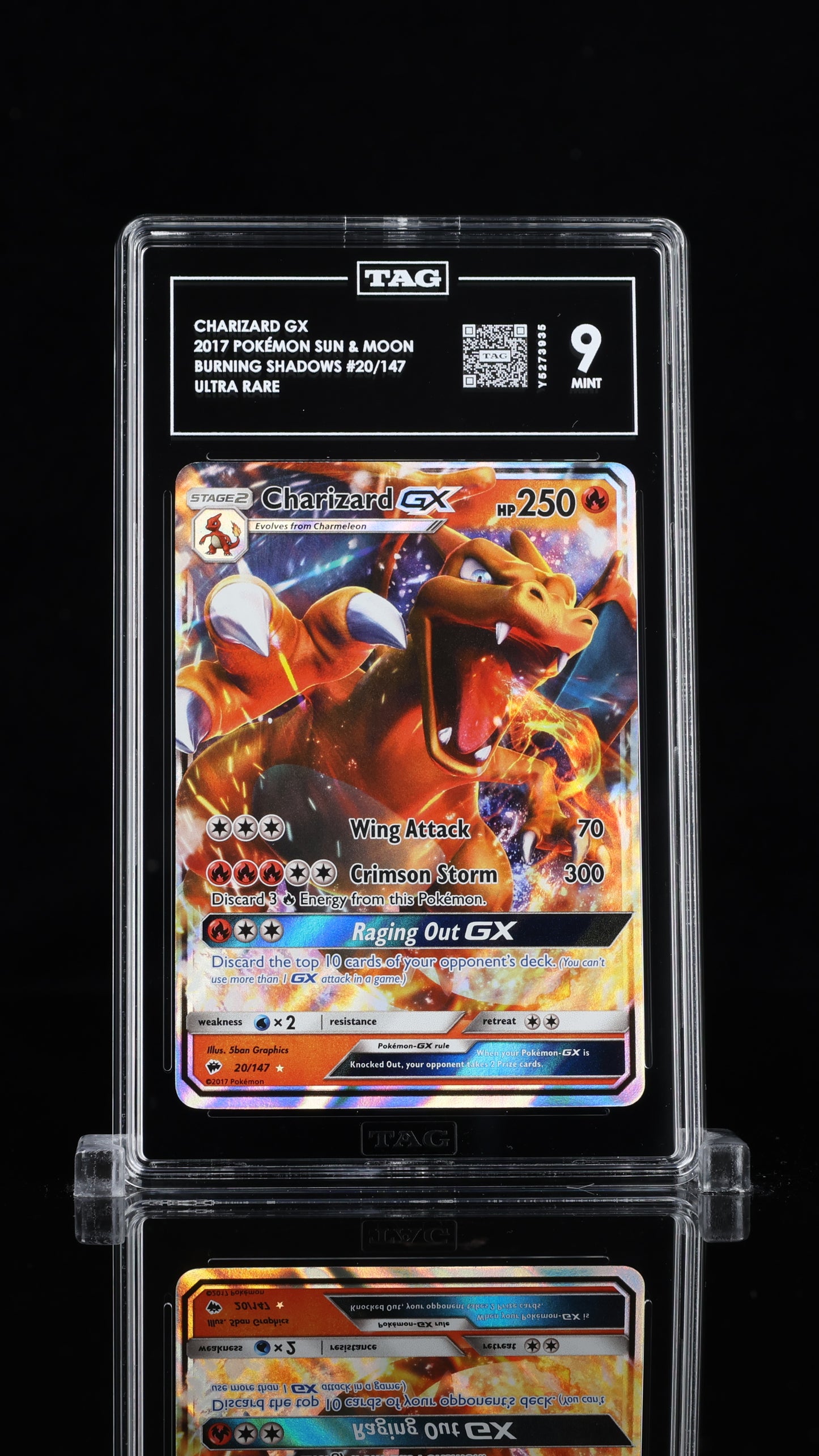 Charizard Gx- #20 Burning Shadows- TAG 9