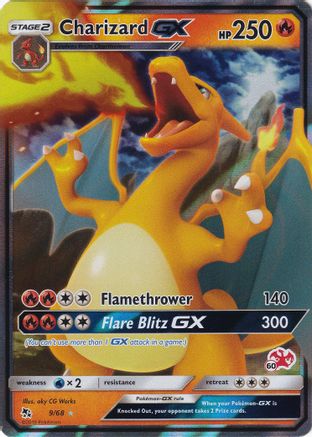 #9 Hidden Fates- Charizard GX (Battle Academy Stamped)(DMG)