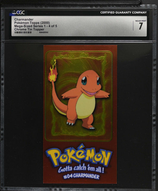 Charmander- Pokemon Topps (2000) Chrome Oversized Tin Topper #4 - CGC 7