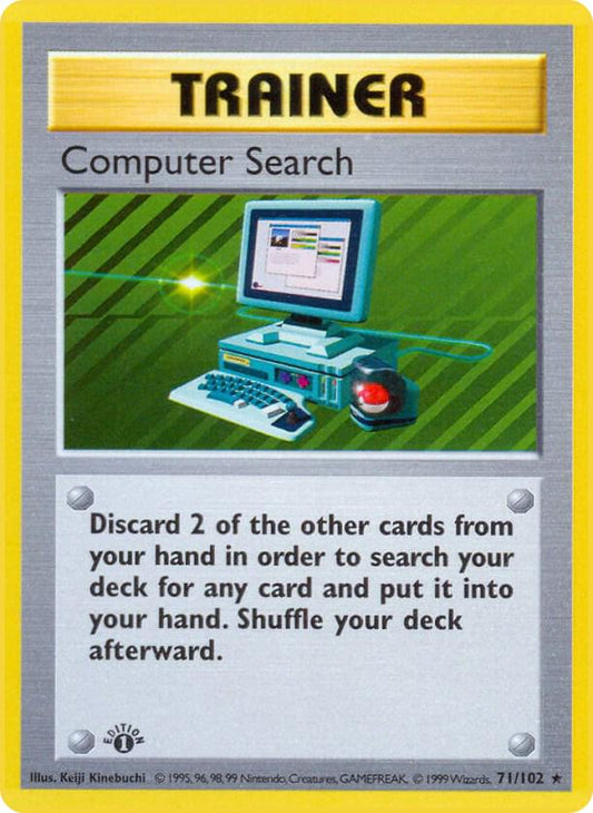 #71 1st Edition Pokemon Base Set-Computer Search Non-holo (MP)