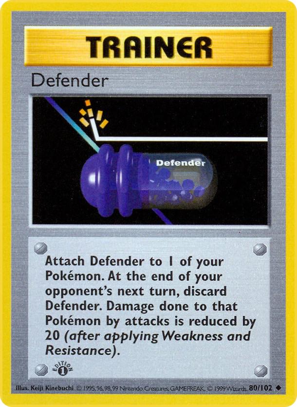 #80 1st Edition Pokemon Base Set-Defender(LP)