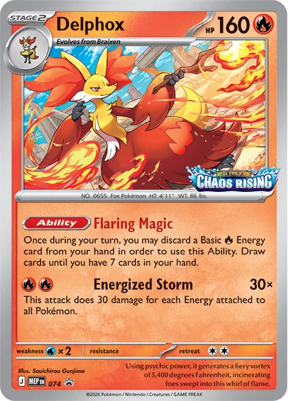 #74 Mega Evolution Promos- Delphox Mega Evolution Chaos Rising Stamped(sealed)