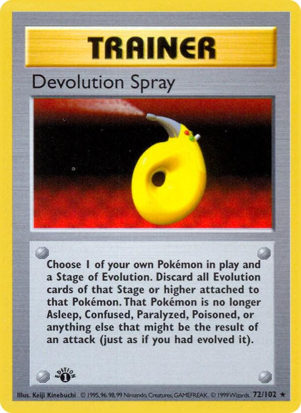 #72 1st Edition Pokemon Base Set-Devolution Spray non-holo (MP)