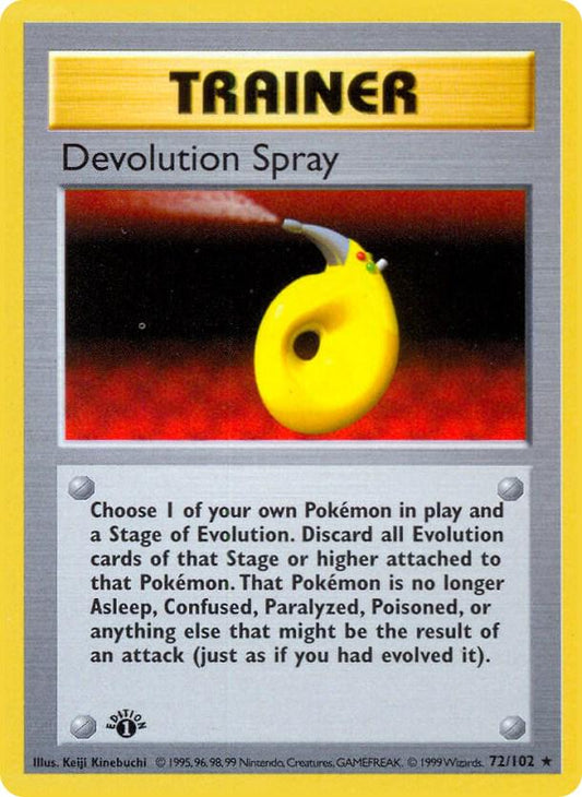 #72 1st Edition Pokemon Base Set-Devolution Spray non-holo (MP)