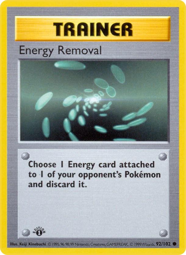 #92 1st Edition Pokemon Base Set-Energy Removal Non-holo (LP)