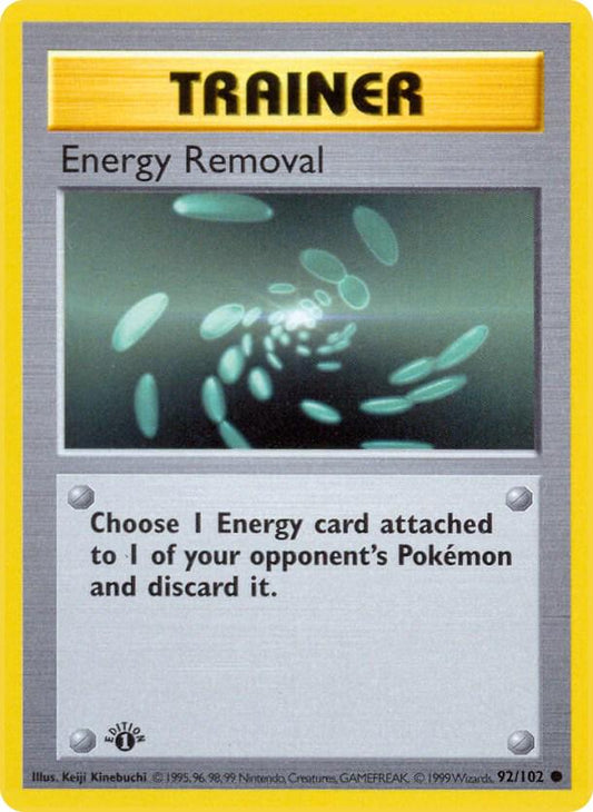 #92 1st Edition Pokemon Base Set-Energy Removal Non-holo (LP)