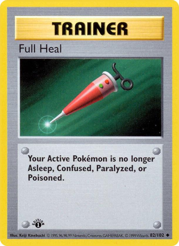#82 1st Edition Pokemon Base Set- Full Heal Non-holo (MP)