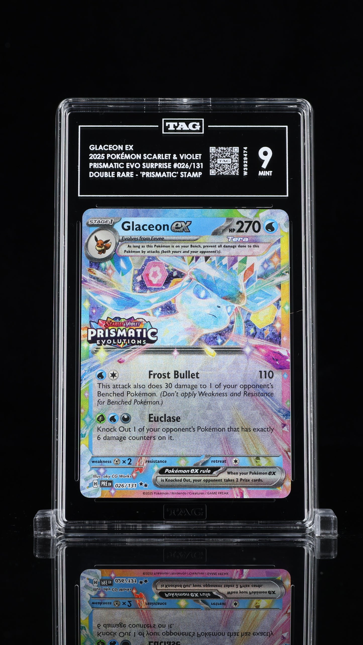 Glaceon Ex(Prismatic Stamped)- #26 Prismatic Evolutions- TAG 9
