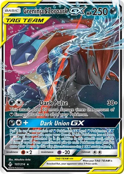 #107 Unbroken Bonds- Greninja & Zoroark Gx