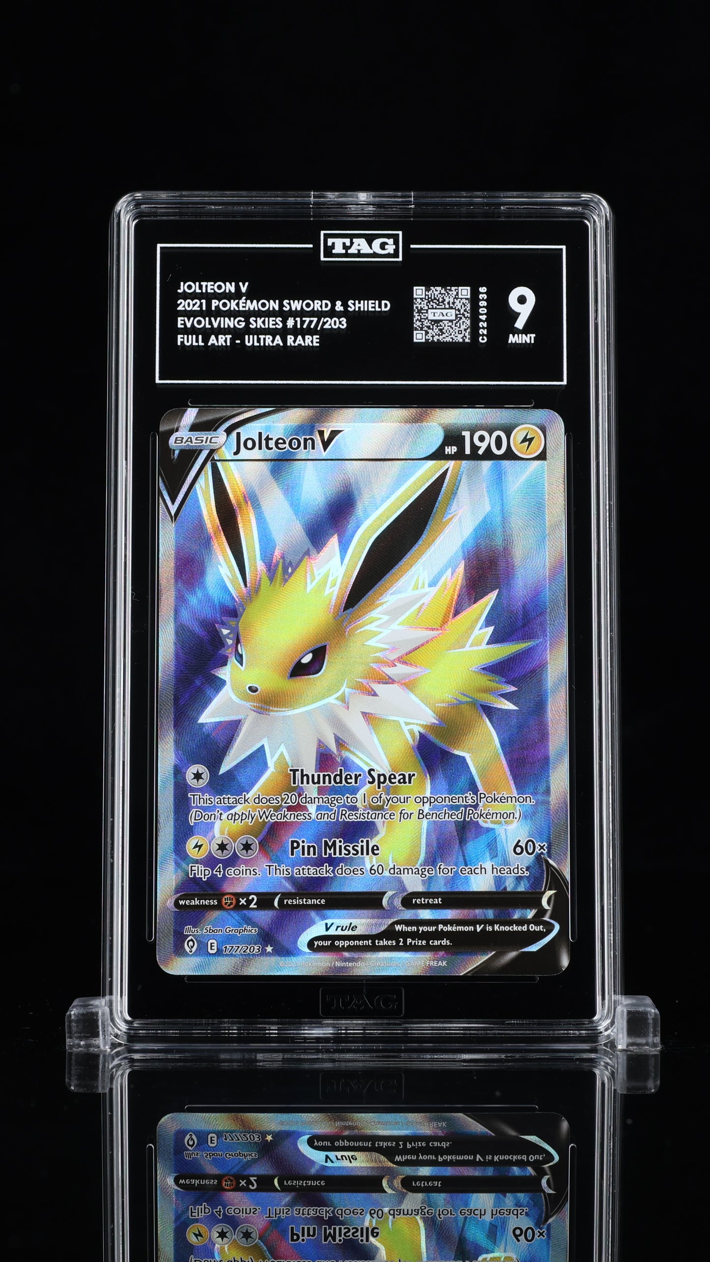 Jolteon V- #177 Evolving Skies-TAG 9