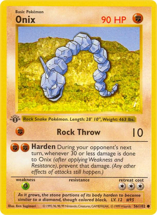 #56 1st Edition Pokemon Base Set-Onix non-holo