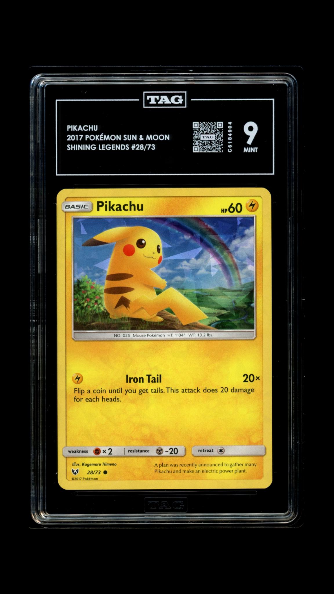 Pikachu- #28 (Cracked Ice) Shining Legends- TAG 9