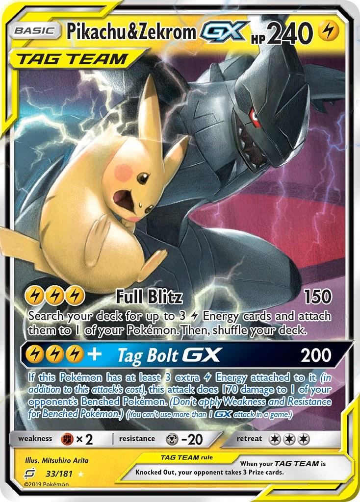 #33 Team Up- Pikachu & Zekrom GX (LP)