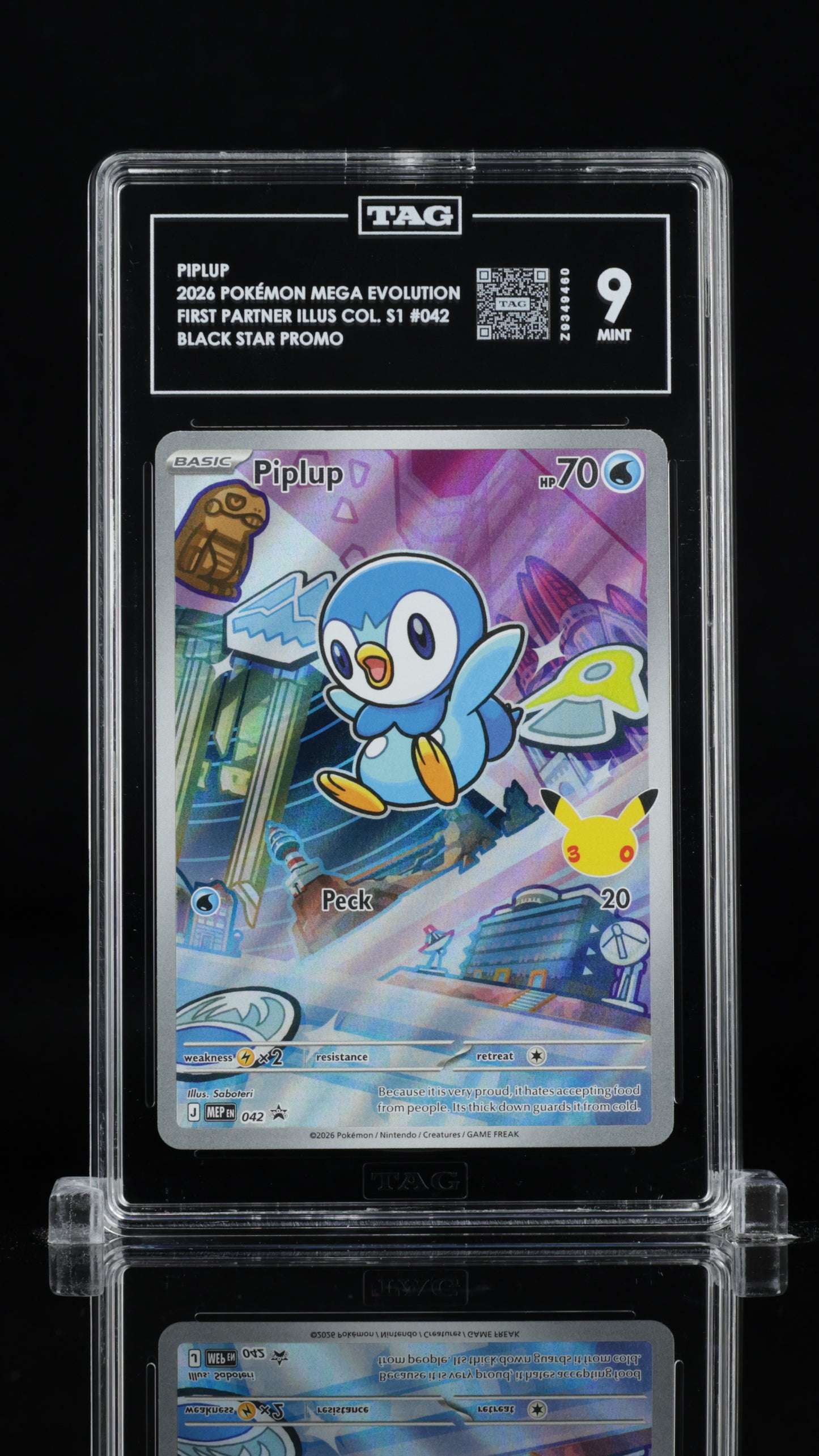 #42 Piplup- Mega Evolutions Promo First Partners Illustration  Series 1- TAG 9