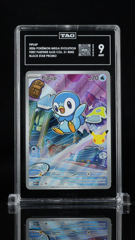 #42 Piplup- Mega Evolutions Promo First Partners Illustration  Series 1- TAG 9